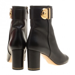 مملوكة مسبقًا بوت للكاحل سلفاتوري فيراغامو فياما جلد أسود مقاس 40