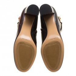 مملوكة مسبقًا بوت للكاحل سلفاتوري فيراغامو فياما جلد أسود مقاس 40