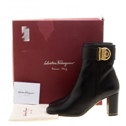 مملوكة مسبقًا بوت للكاحل سلفاتوري فيراغامو فياما جلد أسود مقاس 40