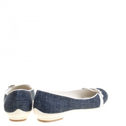 Pre Owned حذاء فلات باليه سالفاتوري فيراغامو أودري دنيم زرقاء مقاس 36