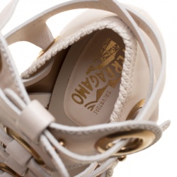 مملوكة مسبقًا Salvatore Ferragamo Beige Leather Shyla Gladiator Sandals Size 40