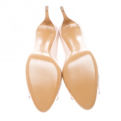 Pre Owned حذاء كعب عالي سالفاتوري فيراغامو فيونكة فارا كلارا جلد لامع وردي فاتح مقاس 41