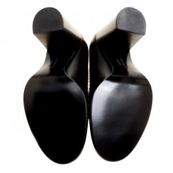 مملوكة مسبقًا ذاء كعب عالي سالفاتوري فيراغامو لوفر كعب عريض تفاصيل غانسيو فيل جلد أسود مقاس 3