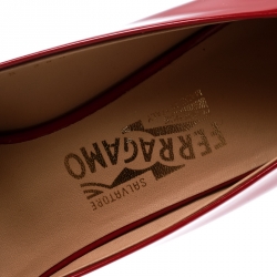 Pre Owned حذاء كعب عالي سالفاتوري فيراغامو جلد بنفسجي لامع بفيونكة فارا مقاس 38.5