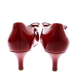 Pre Owned حذاء كعب عالي سالفاتوري فيراغامو جلد بنفسجي لامع بفيونكة فارا مقاس 38.5