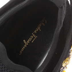 Pre Owned Salvatore Ferragamo Black Embellished Fabric Alicidi Sneakers Size 40.5