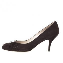 Pre Owned Salvatore Ferragamo Brown Suede Cady Pumps Size 38.5