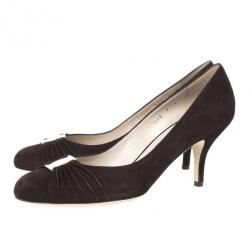 Pre Owned Salvatore Ferragamo Brown Suede Cady Pumps Size 38.5