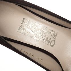 Pre Owned Salvatore Ferragamo Brown Suede Cady Pumps Size 38.5