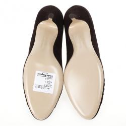 Pre Owned Salvatore Ferragamo Brown Suede Cady Pumps Size 38.5