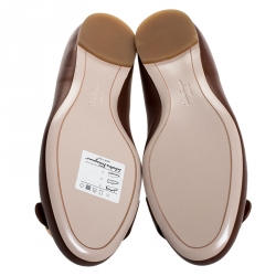 Salvatore Ferragamo Brown Leather Buckle Detail Ballet Flats Size 40