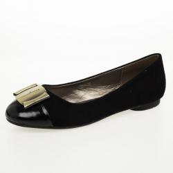 Pre Owned Salvatore Ferragamo Black Suede Sun Ballet Flats Size 39