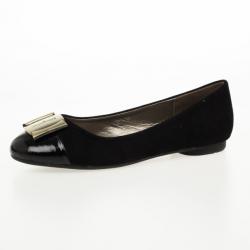 Pre Owned Salvatore Ferragamo Black Suede Sun Ballet Flats Size 39