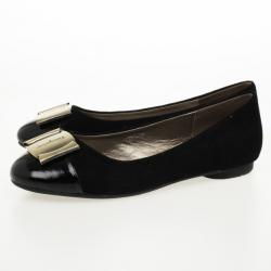 Pre Owned Salvatore Ferragamo Black Suede Sun Ballet Flats Size 39