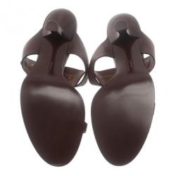 Pre Owned Salvatore Ferragamo Brown Leather Gancini Bit Slides Size 40