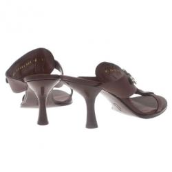 Pre Owned Salvatore Ferragamo Brown Leather Gancini Bit Slides Size 40