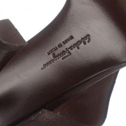 Pre Owned Salvatore Ferragamo Brown Leather Gancini Bit Slides Size 40