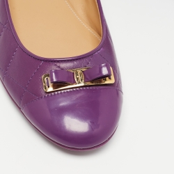 Salvatore Ferragamo Purple Quilted Patent and Leather Bow Ballet Flats Size 40.5
