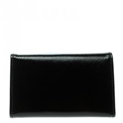 Pre Owned Salvatore Ferragamo Black Patent Leather Gancini 6 Key Holder
