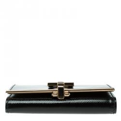 Pre Owned Salvatore Ferragamo Black Patent Leather Gancini 6 Key Holder