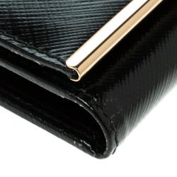 Pre Owned Salvatore Ferragamo Black Patent Leather Gancini 6 Key Holder