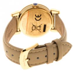 Pre Owned Salvatore Ferragamo Mother of Pearl Gold Plated Stainless Steel Firenze Women's Wristwatch 32 mm