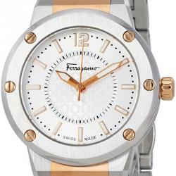 Pre Owned Salvatore Ferragamo Silver Stainless Steel F-80 Women's Wristwatch 33MM