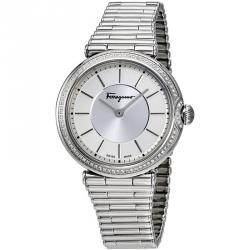 Pre Owned Salvatore Ferragamo Silver Stainless Steel FIN050015 Women's Wristwatch 36MM