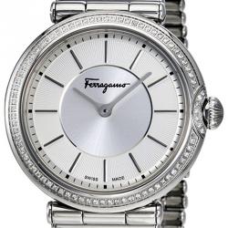 Pre Owned Salvatore Ferragamo Silver Stainless Steel FIN050015 Women's Wristwatch 36MM
