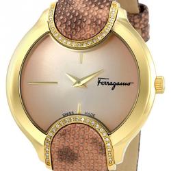Pre Owned Salvatore Ferragamo Pink Gold Plated Stainless Steel FIZ050015 Women's Wristwatch 38MM