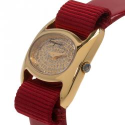 Pre Owned Salvatore Ferragamo Diamond Gold-Plated Stainless Steel Varina Women's Wristwatch 26MM
