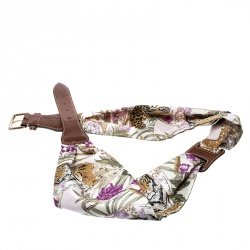 Salvatore Ferragamo Brown/Multicolor Printed Fabric and Leather Belt 95cm