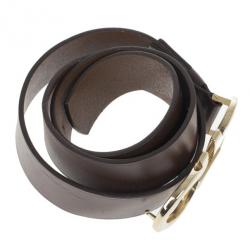 مملوكة مسبقًا Salvatore Ferragamo Black Leather Gancini Buckle Belt 105 CM