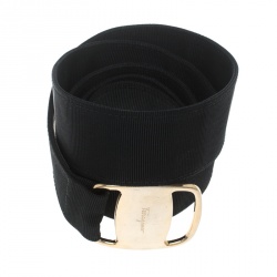 Salvatore Ferragamo Black Fabric Adjustable Belt One Size