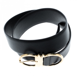 Pre Owned Salvatore Ferragamo Black Leather Ceylon Belt Size 85cm