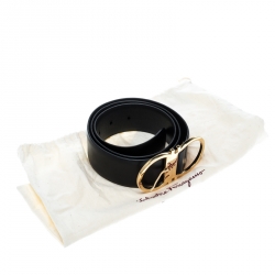 Pre Owned Salvatore Ferragamo Black Leather Ceylon Belt Size 85cm