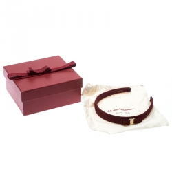 Pre Owned Salvatore Ferragamo Burgundy Gold Tone Vara Headband