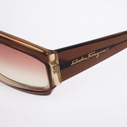 Pre Owned Salvatore Ferragamo Brown Rectangle Woman Sunglasses