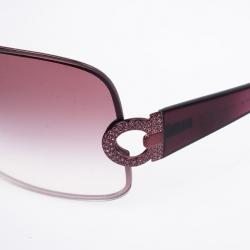 مملوكة مسبقًا Salvatore Ferragamo Purple Logo Temple Woman Shield Sunglasses