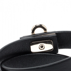 مملوكة مسبقًا Salvatore Ferragamo Gancini Lock Black Leather Gold Tone Wrap Bracelet