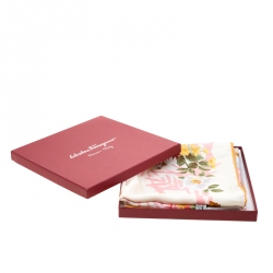 Salvatore Ferragamo Multicolor Floral and Fruit Printed Silk Square Scarf