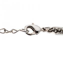 Pre Owned Salvatore Ferragamo Double Gancio Crystal Silver Tone Necklace