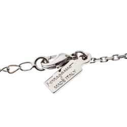 Pre Owned Salvatore Ferragamo Double Gancio Crystal Silver Tone Necklace