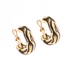 مملوكة مسبقًا Salvatore Ferragamo Enamel Textured Gold Tone Hoop Earrings