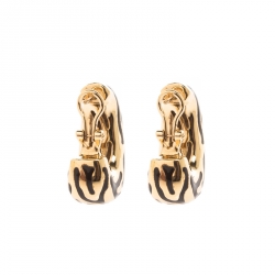 مملوكة مسبقًا Salvatore Ferragamo Enamel Textured Gold Tone Hoop Earrings