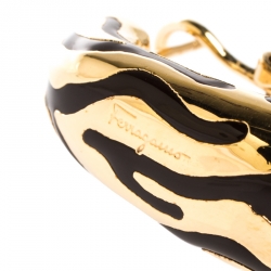 مملوكة مسبقًا Salvatore Ferragamo Enamel Textured Gold Tone Hoop Earrings