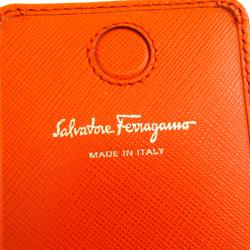 Pre Owned Salvatore Ferragamo Orange Leather Phone Pouch