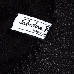 Salvatore Ferragamo Black Tonal Gancini Patterned Jacquard Cashmere Silk Shawl