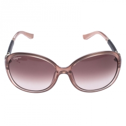 Pre Owned Salvatore Ferragamo Pink/Brown Gradient SF764SL Oversized Round Sunglasses