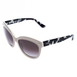 Pre Owned Salvatore Ferragamo Off White/Black SF675S Cat Eye Sunglasses